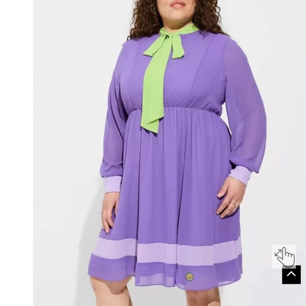 Torrid 5 (5X 28) Scooby Doo Daphne Chiffon Cosplay Costume Fit n Flare Dress - Picture 6 of 6
